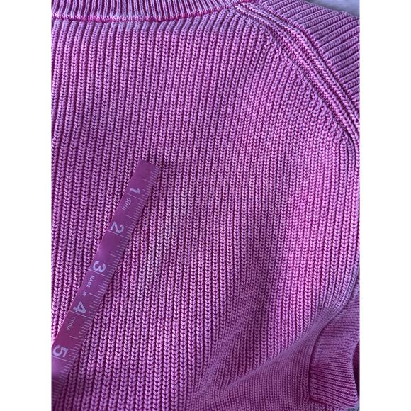 Boss Furray Knit Top Relaxed Fit Short Sleeve V-Neck Sweater Pink Large - Picture 6 of 10